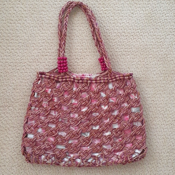 Pink Crocheted Shoulder Bag - Very Unique! - Picture 1 of 10